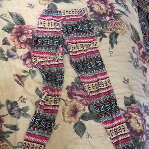 Colorful, yellow, black, green, and pink pants